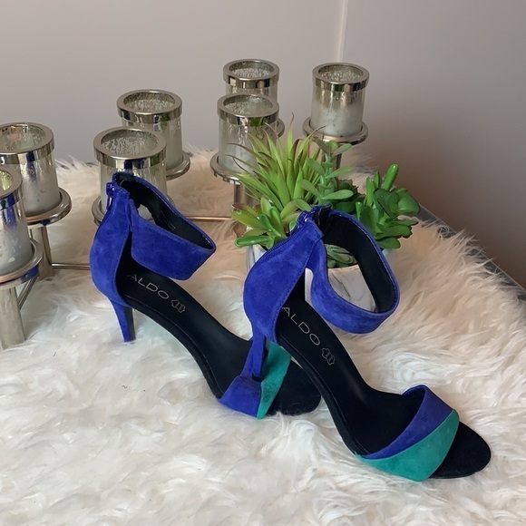 Aldo Women’s Deserto Bright Blue/Green Ankle Strap Dress Sandal Size 6.5 US - Picture 7 of 16